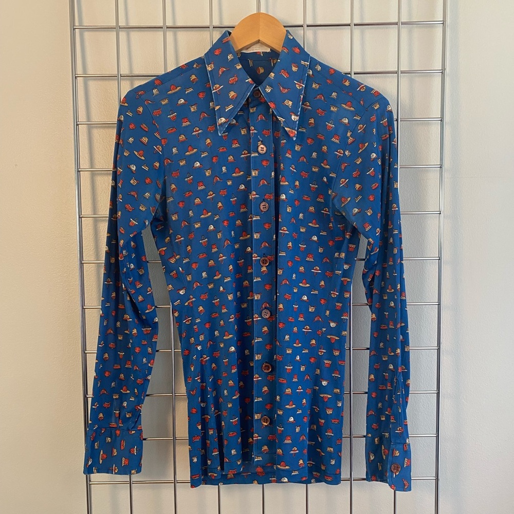 Vintage unbranded printed button-up blouse